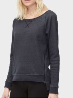 UGG Morgan Side Zip Distressed Wash Sweatshirt in Gray Size Medium